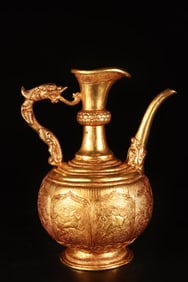 A Rare Gilt Bronze Auspicious Beast Pattern Wine pot