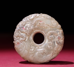 An Exquisite White Jade Dragon and Phoenix Pattern Pendant