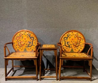 A Set of Huge Huanghuali wood Auspicious Cloud and Dragon Pattern Furniture?With Poem