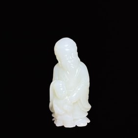 An Exquisite White Jade Figure Hand Piece