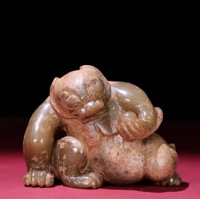 An Exquisite White Jade Bear Ornament