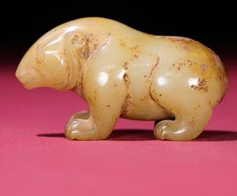 An Exquisite White Jade Bear Ornament