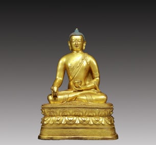 A Solemn Gilt Bronze Statue of Sakyamuni