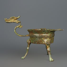 A Exquisite Bronze -With Inscription Tripod Cup