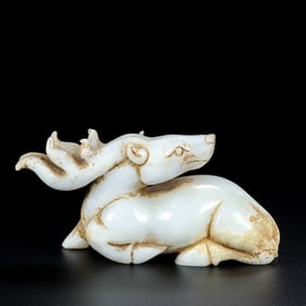 An Exquisite White Jade Deer Ornament
