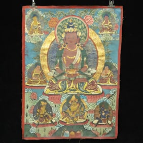 An Exquisite Brocade Painted Color Statue of Avalokitesvara Tangka