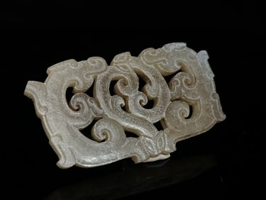 An Exquisite White Jade Dragon Pattern Ornament