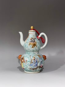 An Exquisite Famille-Rose Character and Story Pattern Ewer