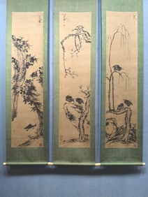 A Chinese Vertical Scroll Ink Painting of Flower and Bird on Paper