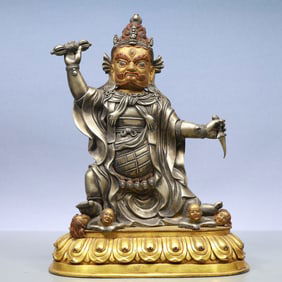 An Exquisite Gilt Silver Statue of Vajra