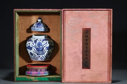 An Exquisite Blue and White Fish and Lotus Pattern Jar