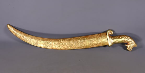 An Exquisite Gilt Bronze Flower Pattern Knife
