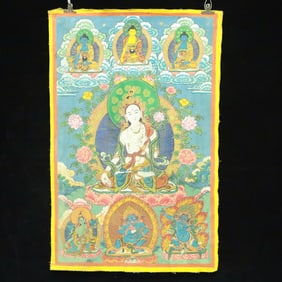 An Exquisite Brocade Painted Color Statue of Avalokitesvara Tangka