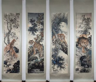 A Chinese Vertical Scroll Ink Painting of Animal on Paper