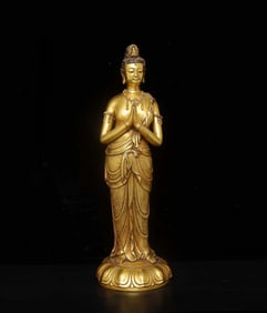 An Exquisite Gilt Bronze Statue of Avalokitesvara