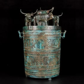 A Exquisite Bronze Character and Story Pattern -With Inscription Jar