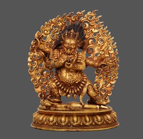 An Exquisite Gilt Bronze Four-arms Statue of Vajra