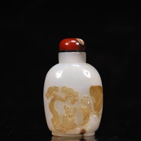 An Exquisite Agate Character and Story Pattern Snuff Bottle