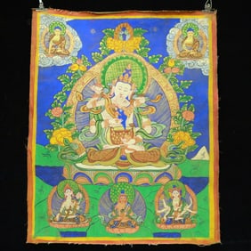 An Exquisite Brocade Painted Color Statue of Vajra Tangka