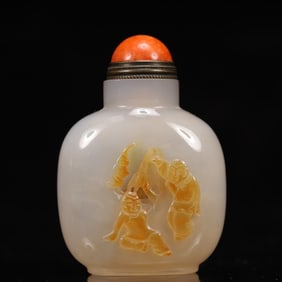 An Exquisite Agate Character and Story Pattern Snuff Bottle