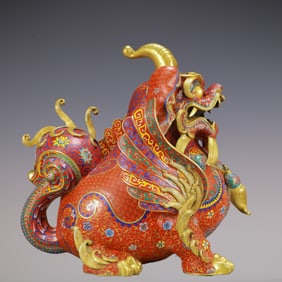 A Huge Cloisonne Auspicious Beast Ornament