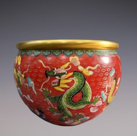 An Exquisite Cloisonne Dragon Pattern Vat