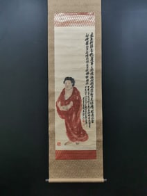 A Chinese Vertical Scroll Ink Painting of Figure on Paper