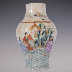 An Exquisite Enamel Character and Story Pattern Vase