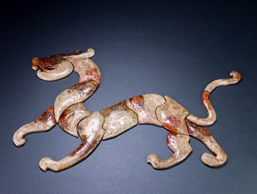 An Exquisite Archaic Jade Tiger Ornament