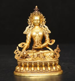 An Exquisite Gilt Bronze Statue of Kshitigarbha Bodhisattva