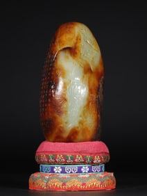 An Exquisite White Jade Character and Story Pattern with poem Ornament