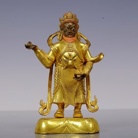 An Exquisite Gilt Bronze Statue of Heavenly King