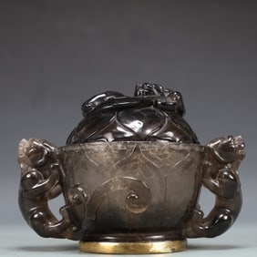 A Exquisite Crystal Outline in gold Dragon Pattern Double-Ears Censer