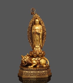 An Exquisite Gilt Bronze Statue of Kshitigarbha Bodhisattva