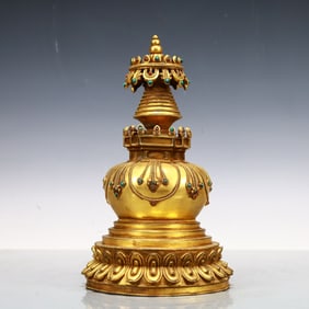 A Exquisite Gilt Bronze Pagoda