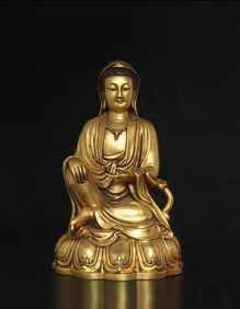 An Exquisite Gilt Bronze Statue of Avalokitesvara