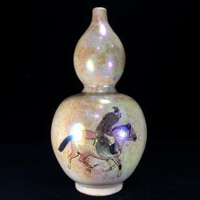 An Exquisite Ru yao Painted Color Character and Story Pattern Vase