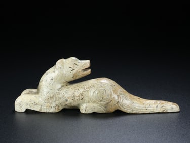 An Exquisite Archaic Jade Auspicious Beast Ornament