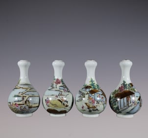 A Set of Fine Famille-Rose Character and Story Pattern Vase