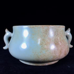 An Exquisite Ru yao Double-Ears Censer