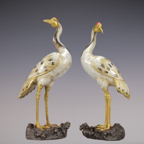 A Pair of Rare Cloisonne Pine Ornament