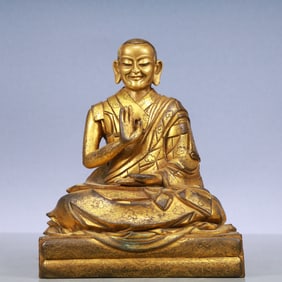 An Exquisite  Gilt Bronze Statue of Guru