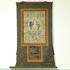 An Exquisite Brocade Painted Color Statue of Tara Tangka