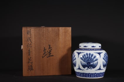 An Exquisite Blue and White Phoenix Pattern Jar