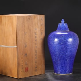 An Exquisite Blue Glazed Dragon Pattern Vase