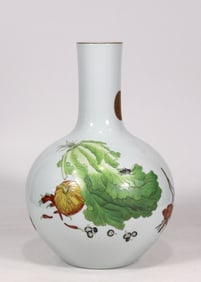 An Exquisite Enamel Flower and Fruit Pattern with poem Vase