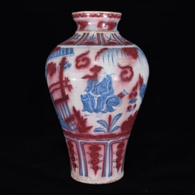 A Huge Blue and White Underglaze-Red Character and Story Pattern Vase