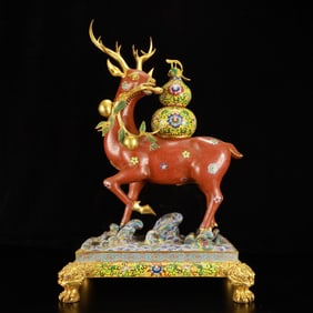A Huge Cloisonne Lotus Pattern Deer-Shaped Censer