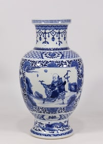 A Huge Blue and White Landscape and Figure Pattern Vase