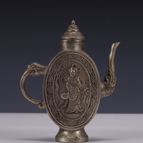 An Exquisite Silver-plated Bronze Figure Pattern Ewer